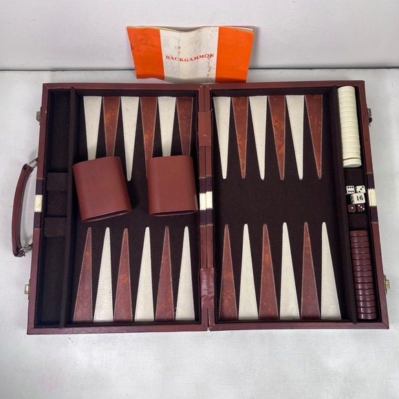 Vintage Travel Backgammon Set Complete Game Folding Case with Pieces and Dice - Picture 1 of 16